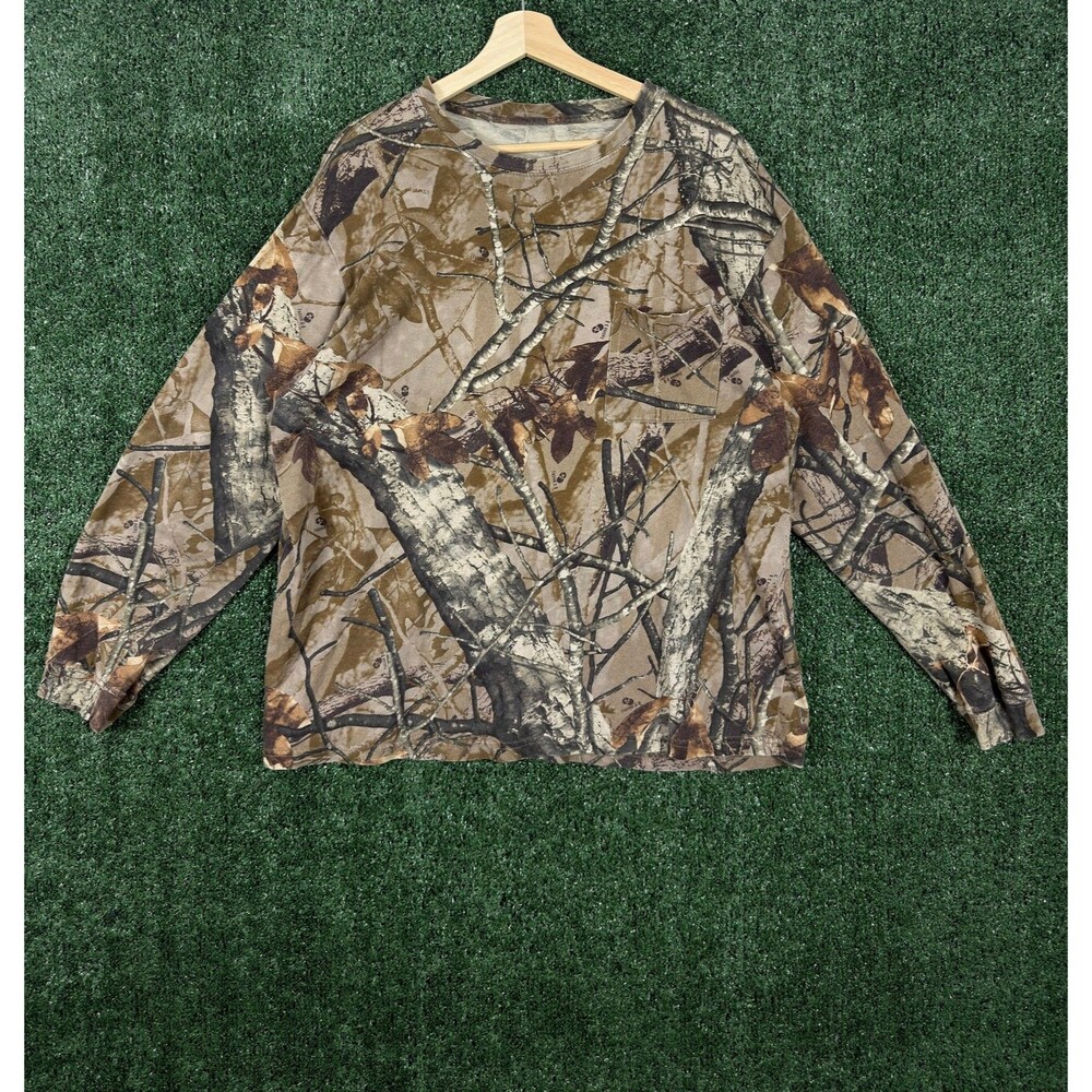 Fusion 3-D Men's Camo Hunting Long Sleeve Shirt Pocket Brown Tree Bark XL Nature